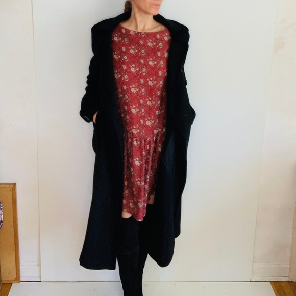 Phi Long Black Wool Coat with Pockets🌹 - Picture 2 of 12